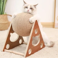 cat scratching toy with ball sisal rope kittens and cats nails interactive solid wood scratcher protect furniture accessories