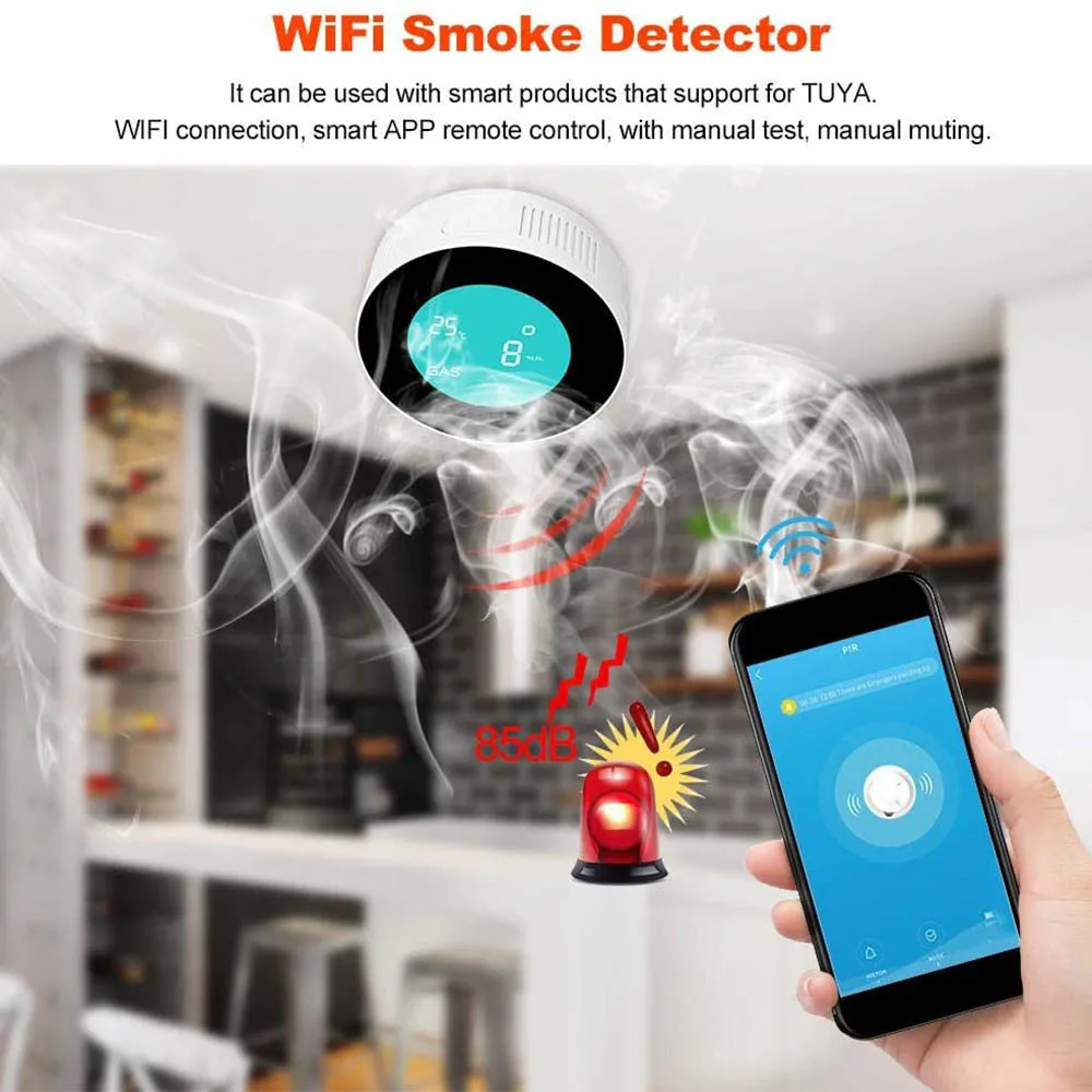 Цифровой детектор газа и дыма со светодиодной подсветодиодный кой монооксида