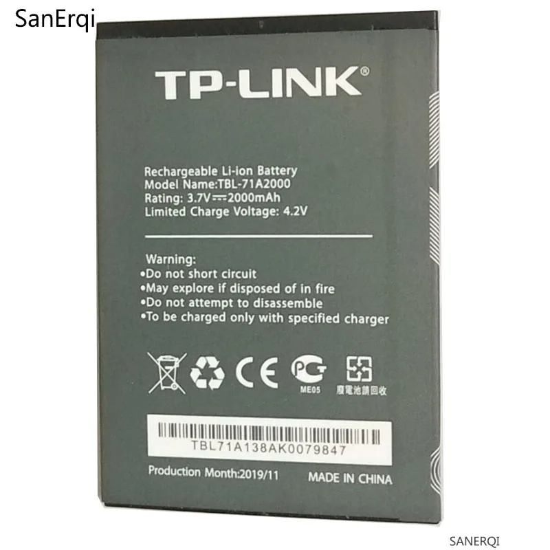 

3.7V Original size Battery 2000mAh For TP-LINK TP-LINK TL-TR861 761 M5350 TBL-71A2000 wifi Battery