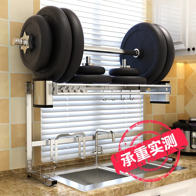 Выдвижная сушилка для посуды 2 уровня над раковиной полка сушки кухонный стеллаж