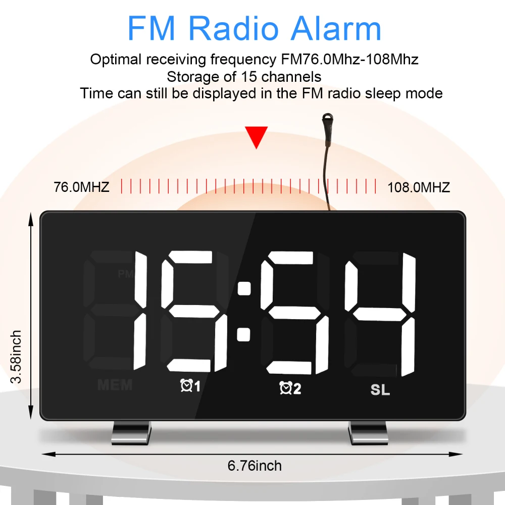 Новый современный светодиодный Будильник с двумя USB-портами квадратные
