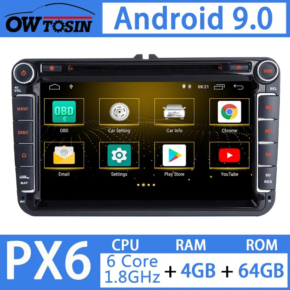 " PX6 4G ram+ 64G rom Android 9,0 автомобильный dvd-плеер для VW Caddy Sharan Amarok Scirocco polo V 6R Multivan T5 Bettle автомобильный радиоприемник