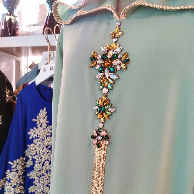 Muslim Fashion Abayas For Women Arabic Turkish Hooded Long Dresses Diamonds Kaftan Dialaba Dubai Islamic Clothing 2021 | Тематическая