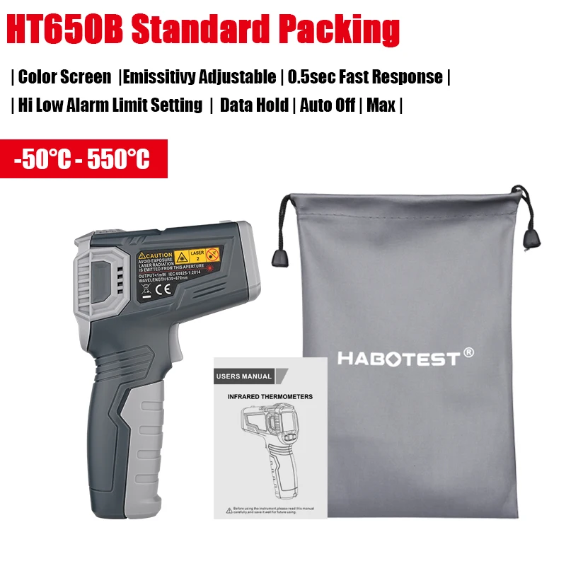 Habotest HT650B измеритель температуры лазерный инфракрасный термометр цифровой