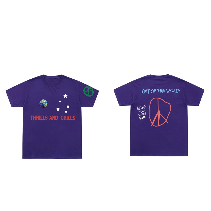 Новые поступления Трэвиса Скотта футболки из мира с буквенным принтом футболка