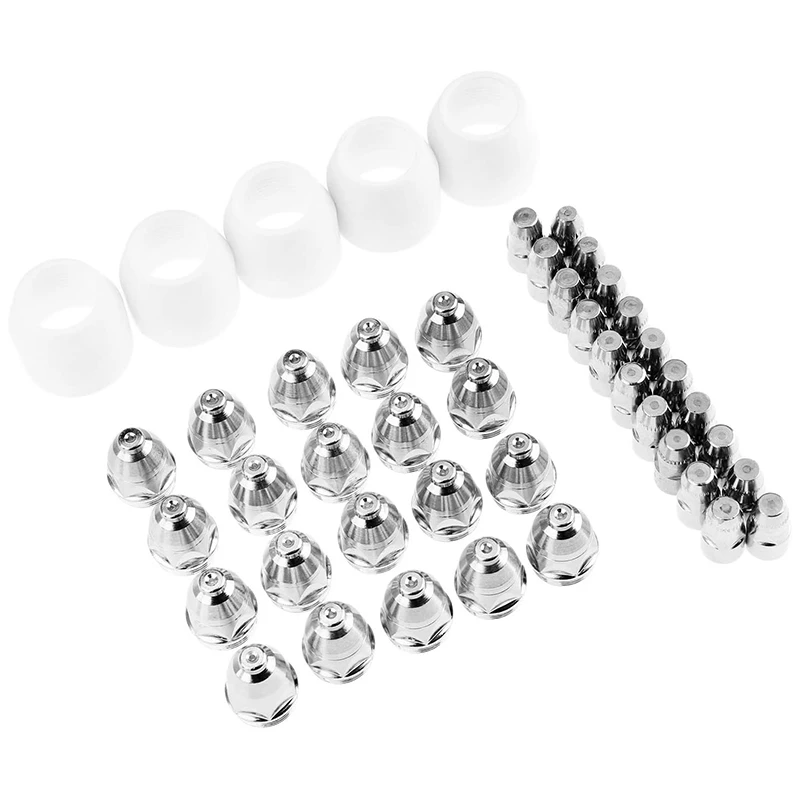 

JFBL Hot 45Pcs P80 Electrode Tips 1.3 Nozzle Shield Cup for P-80 Plasma Cutter Torch Consumable 80-100A Welding Soldering Tool