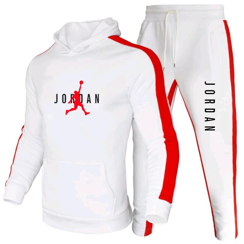 

Autumn and Winter Men's and Women's Same Style Street Sports Color Block Hoodie Suit