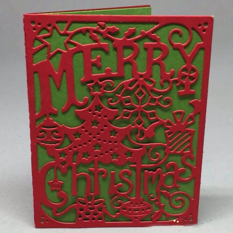 3D Merry Christmas слова Рождественская елка Металлические Вырубные штампы DIY