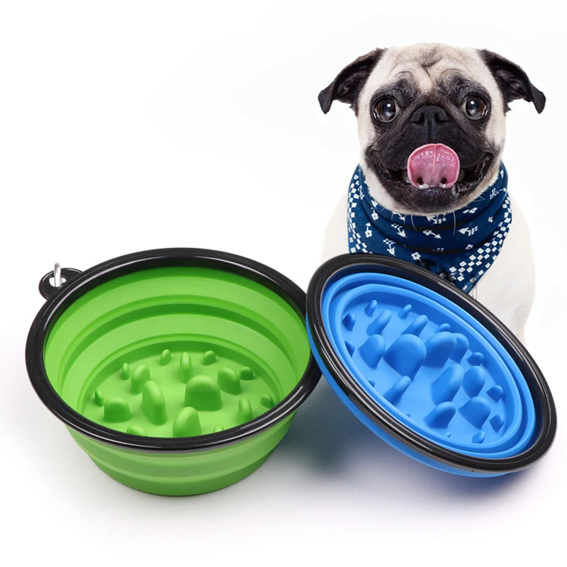 

1000ML Pet Bowls Silicone Slow Food Dog Bowl Folding Portable Travel Bowl For Dogs Interesting Developmental Pet Dish
