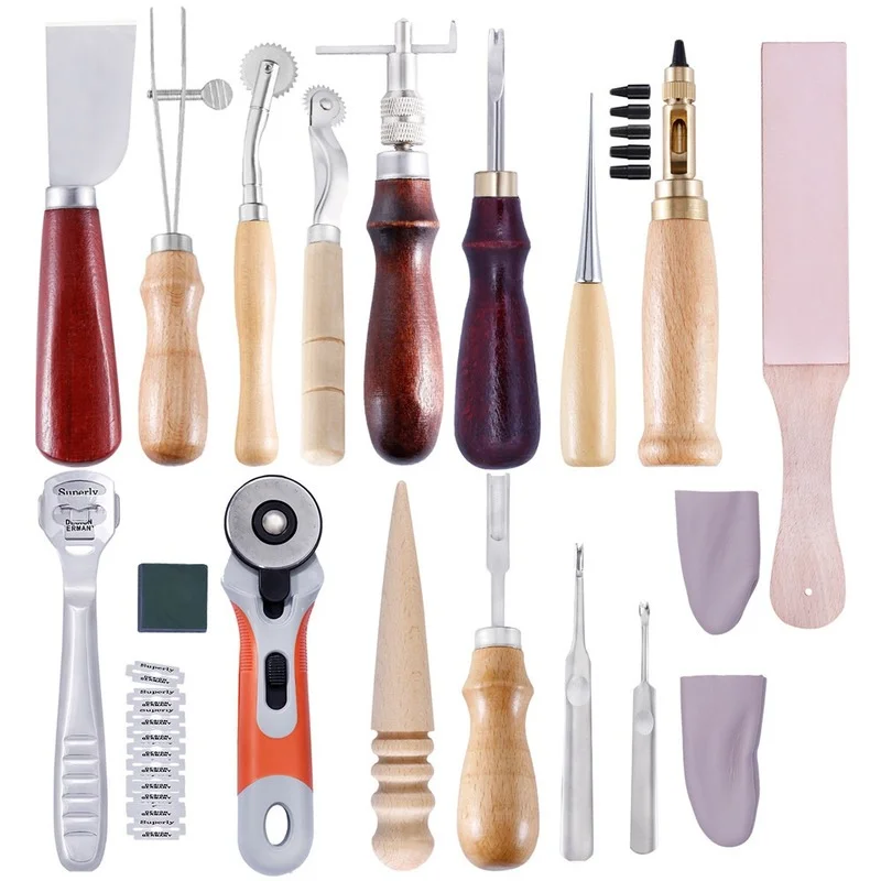 

Leather Tools Set Professional Home Hand Sewing Stitching Punch Carving Knife Craft Work Saddle Leathercraft Accessories