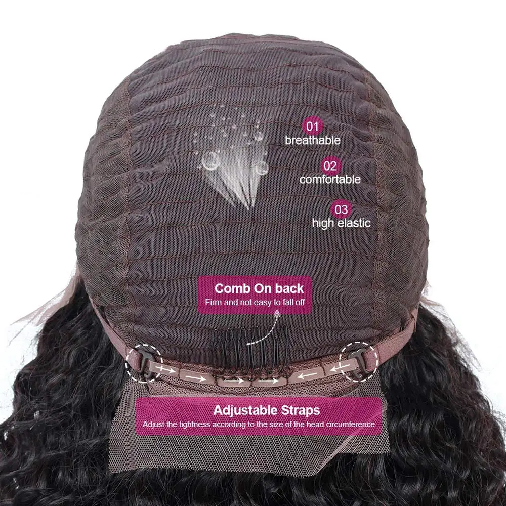 

Shinelady Deep Wave Human Hair Lace Wigs Deep Curly Lace Closure Wigs For Black Women 4x4 Brazilian Bleached Knots Closure Wig