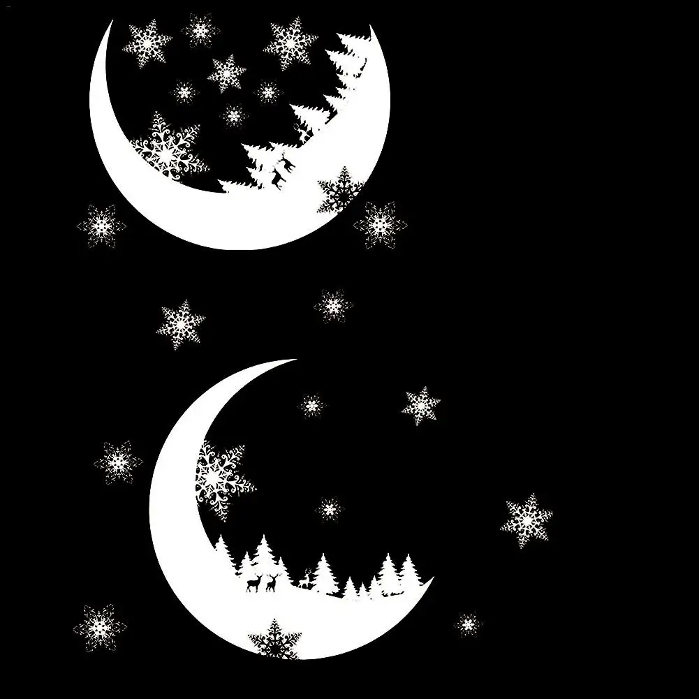 2020 Рождественский снег Луна наклейки на стену оконное стекло раздел аппликация