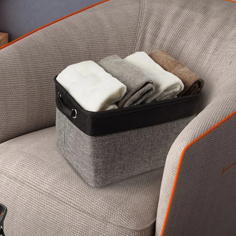 

3 Pcs Foldable Cotton Linen Storage Basket Clothes Storage Box Toy Storage Box Home Fabric Storage Storage Box