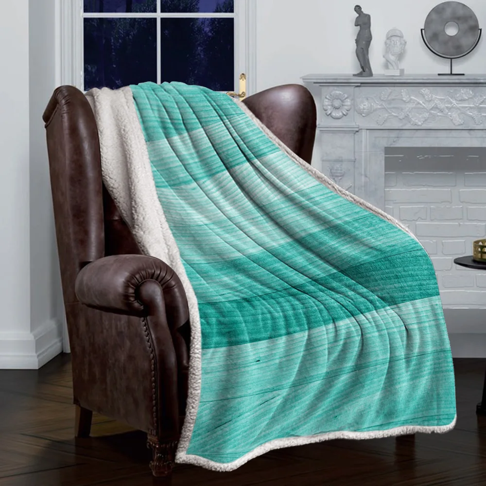 Бирюзовое деревянное покрывало флисовое персонализированное толстое | Дом и сад