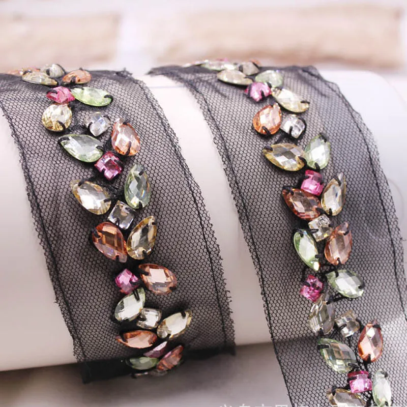 4 см алмазные бисерные кружева ручной работы для отделки краев свадебное платье