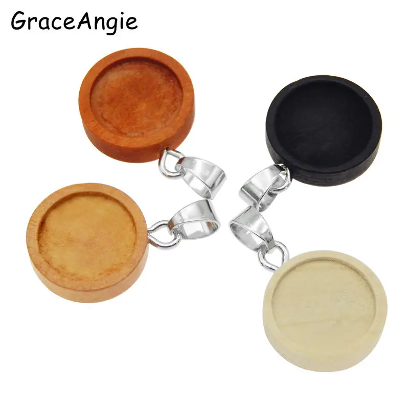 

8PCS Wooden Round Cabochon Base Settings For Jewelry Necklace Charms wood trays for crafts Handmade Wishes Photo Memory GIFT DIY