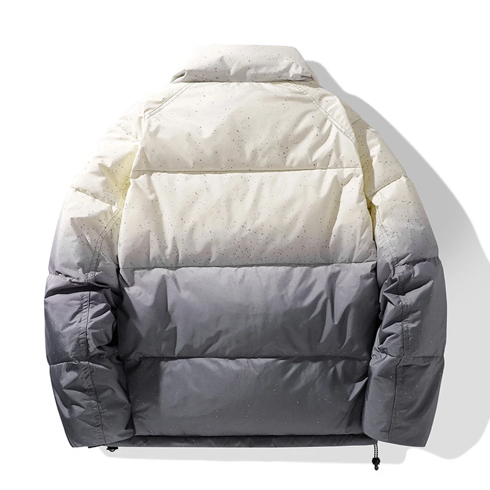 Covrlge Winter Men's Down Jacket Gradient Color New Stand-up Collar Loose Warm Personality Tide Brand Jacket Coat Male MWY045