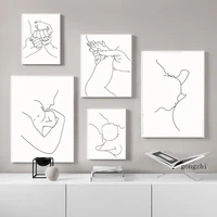 family portrait mom dad baby one line drawing posters minimalist canvas painting and prints wall art pictures living room decor