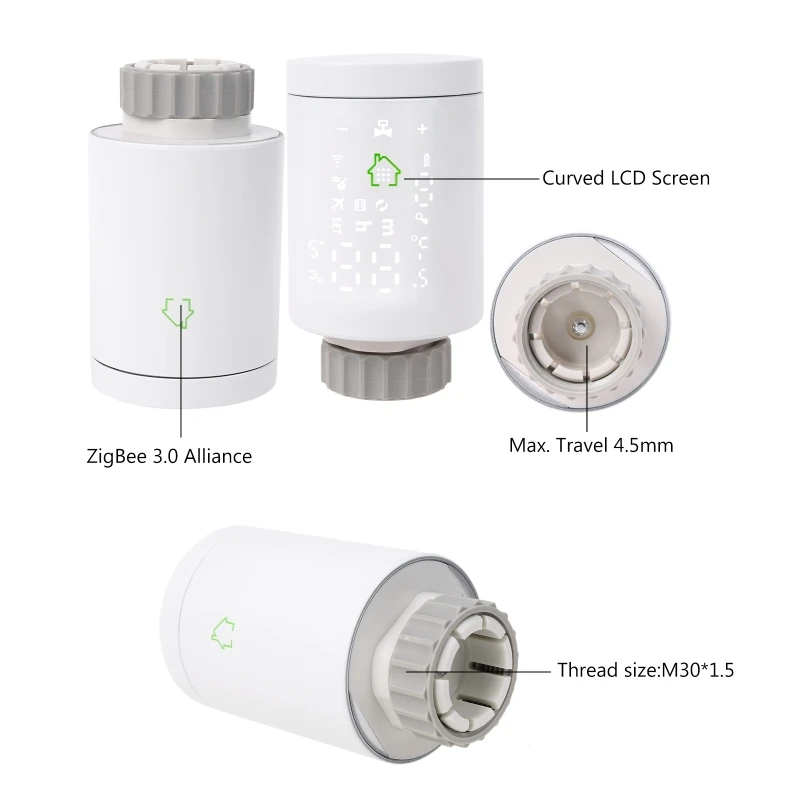 

Tuya Wifi ZigBee Radiator Actuator TRV Thermostatic Radiator -Valve Programmable Alexa Voice & APP Remote Control HY368