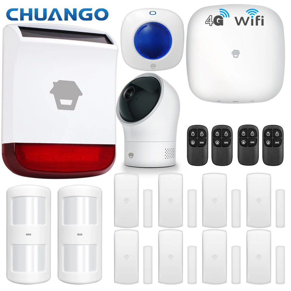 Высококлассная система охранной сигнализации Chuango 400 LTE с Wi Fi и 4G GSM детектором