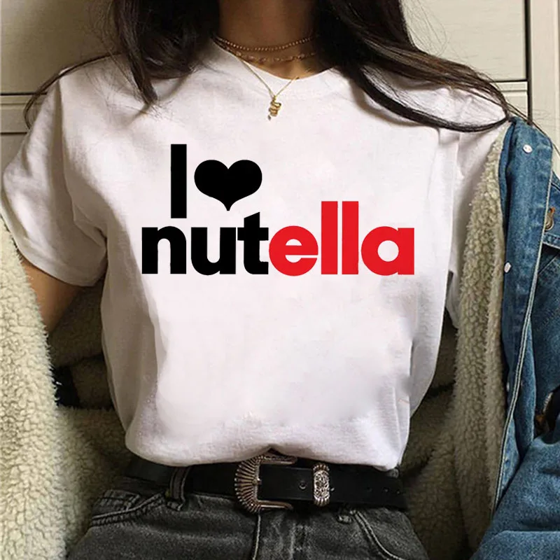 Женская футболка с принтом I Love Nutella Kawaii модная в стиле 90-х Harajuku Ullzang симпатичная