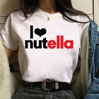 Женская футболка с принтом I Love Nutella Kawaii, модная футболка в стиле 90-х Harajuku Ullzang, симпатичная футболка с графическим принтом, футболки в Корейском стиле