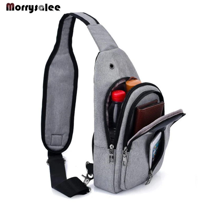 Unisex Anti-Theft Male USB Chest Bag Men Hidden Shoulder Messenger Bags Casual Retro Crossbody Bag Canvas Motorcycle Sling Bags