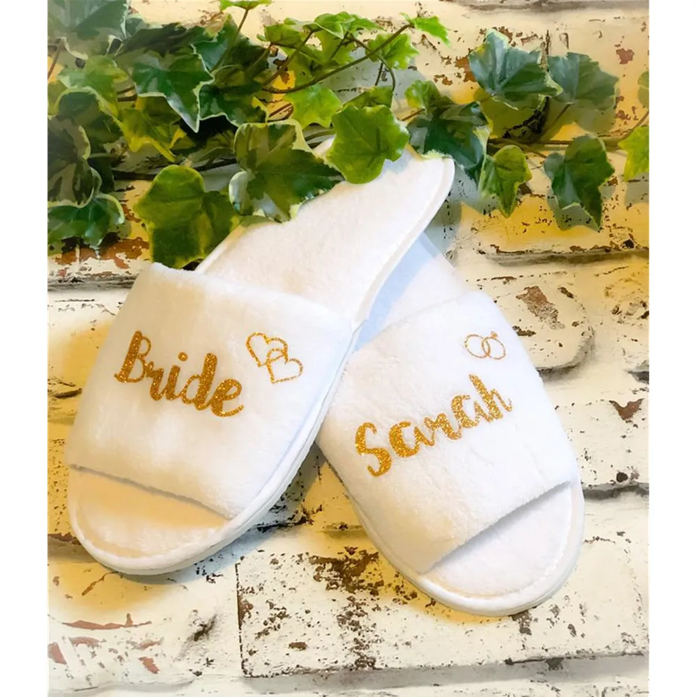 custom ring heart Slippers Open Toe silver gold mother of groom Christmas Wedding proposal Gift bridal party | Обувь