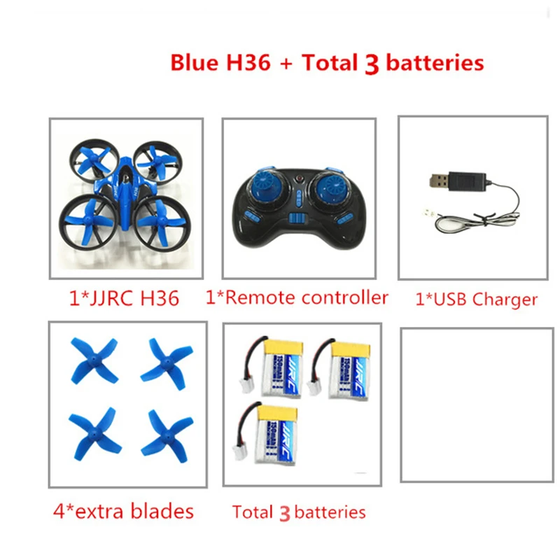 Blue 3 Радиоуправляемый вертолет JJRC H36 мини-Дрон 2,4 ГГц 6-Axis Gyro Безголовый режим один ключ возврата RC Квадрокоптер с дистанционным управлением VS JJRC H8 мини H20 Дрон - Цвет: Blue 3