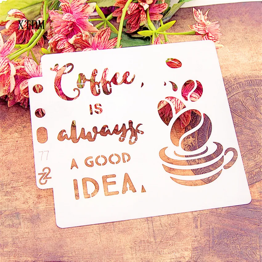 Кофе пластиковые формы Щит DIY торт шаблоны для вырезания Полые Украшения печать