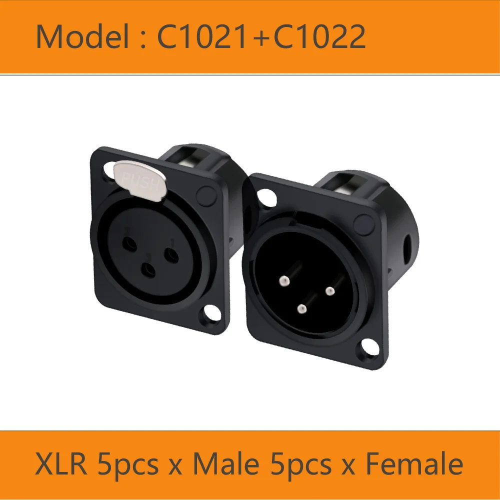 10pcs XLR 3-pole Nickel-plated Male Plug Socket Female Audio Jack Panel Mount Chassis Microphone MIC Wire Connector | Обустройство