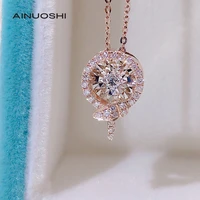 ainuoshi 18k gold round cut 0 125ct real diamond dancing snake pendant necklace handmade womens fine jewelry gift 18