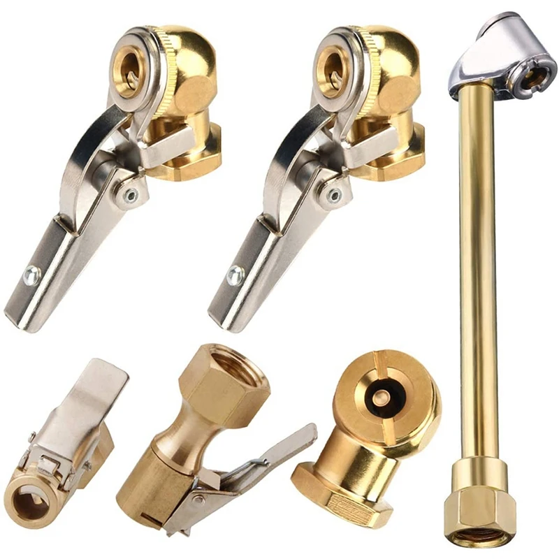 

6Pcs 1/4 Inch Air Chuck Set - FNPT Dual Head Air Chuck, Open Flow Chuck, Closed Ball Air Chuck, Flow Straight Tire Chuck