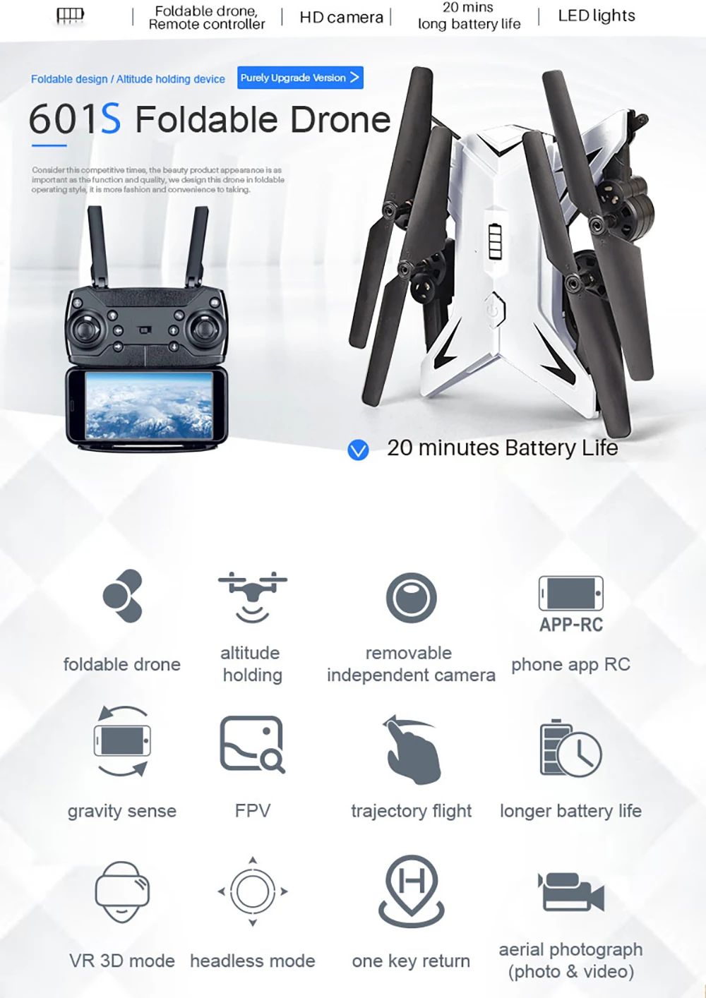 Радиоуправляемый вертолет Дрон 4K с камерой HD 1080P wifi FPV RC Дрон Профессиональный складной Квадрокоптер 20 минут работы от батареи