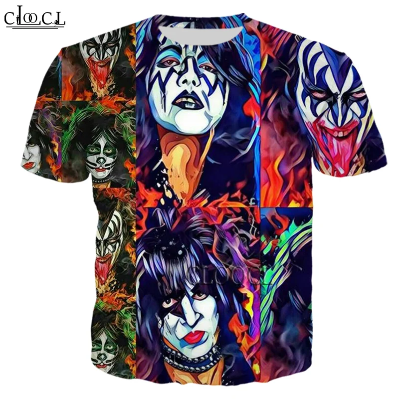

CLOOCL Rock Metal Kiss Band 3D Print Mens Women T Shirt Harajuku Fashion Short Sleeve Summer Hot Selling Tops Drop Shipping