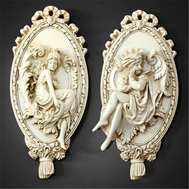 

WU CHEN LONG European And American Retro Wall Pendant Home Decor Creative Wall Hanging Living Room Background Wall Statue A2284