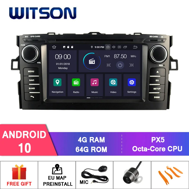 WITSON Android 10 0 IPS HD экран для TOYOTA AURIS 2007 2011 Автомобильный DVD GPS 4 Гб ОЗУ 64 FLASH 8 Octa Core