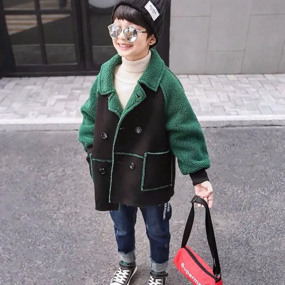 Новинка детская одежда для маленьких мальчиков осенне зимнее кашемировое пальто