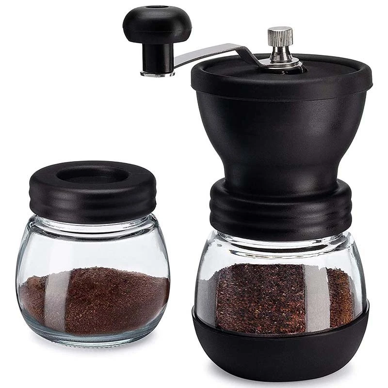 

Manual Coffee Bean Grinder with Ceramic Cone Grinder, 2 Glass Jars with Ceramic Burrs, Suitable for Drip Coffee