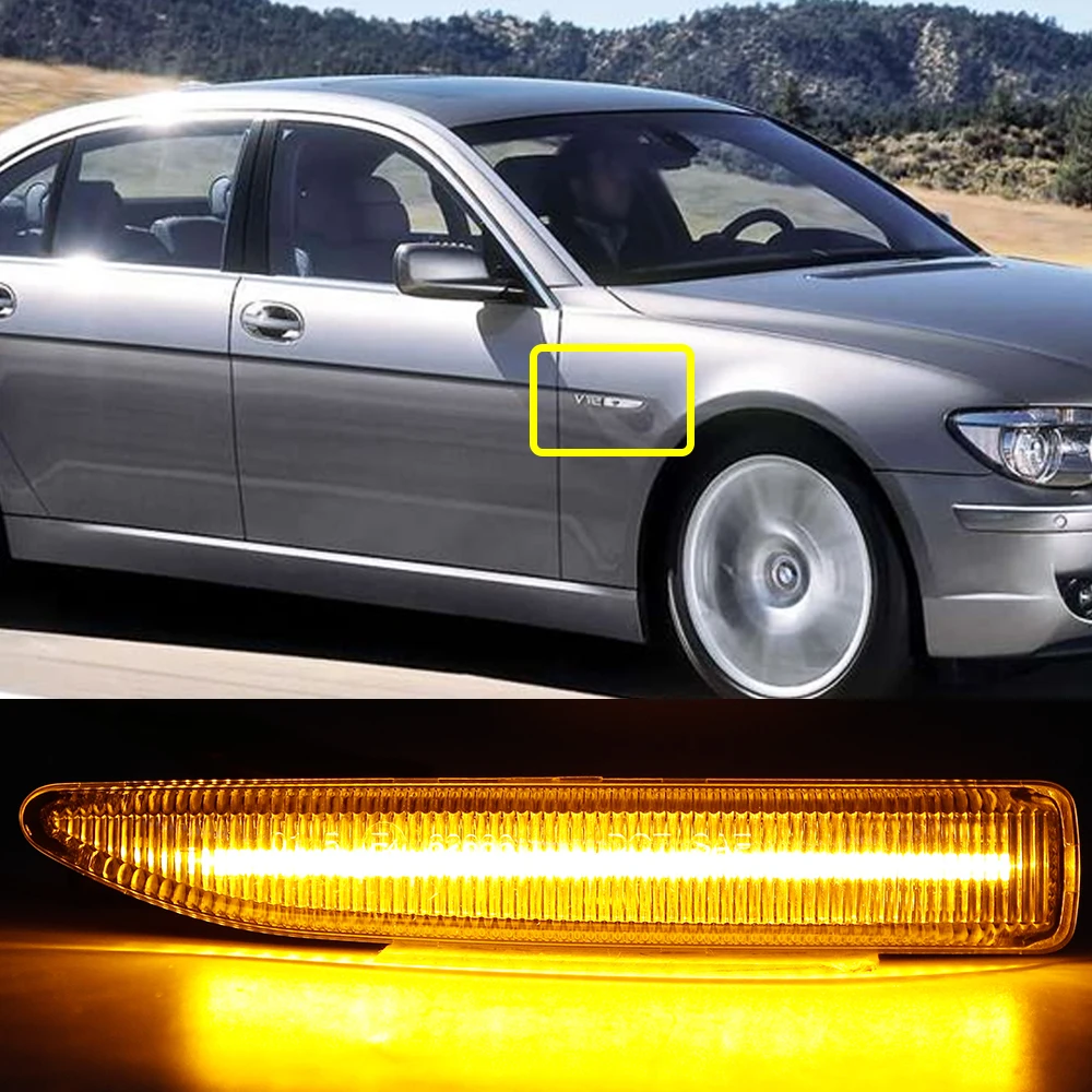 

2x Clear Amber LED Turn Signal Side Marker Indicator Light For BMW 7 Series E65 E66 E67 2001 2002 2003 2004 2005 2006 2007 2008