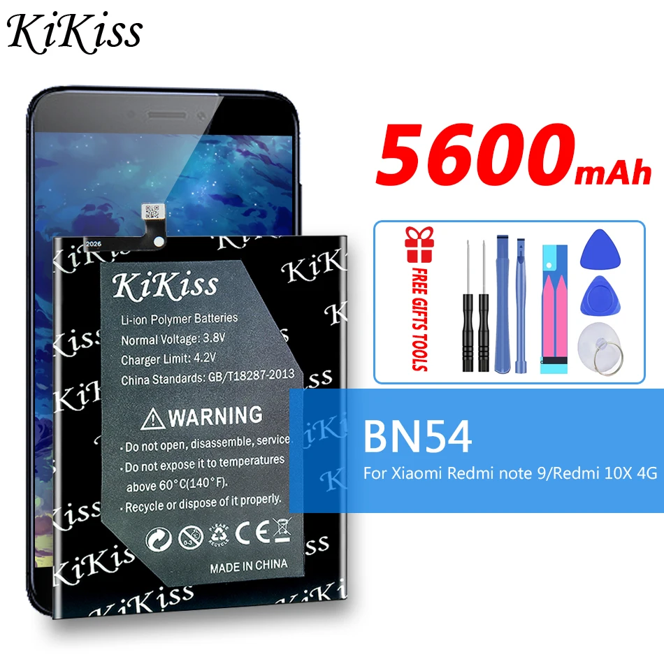 

For Xiao Mi Phone Battery BN54 for XIAOMI Hongmi Redmi Note 9 Note9 BN54 5600mAh Replace Lithium-ion Polymer Battery + Tools