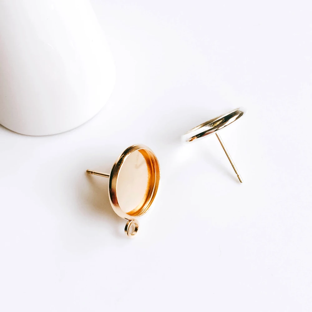 Круглые Кабошон серьга с золотым и серебряным покрытием основа для установки