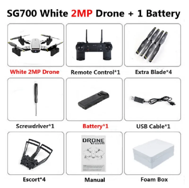 White-Wide-Angle-2MP ZLL SG700 RC Дрон FPV Wifi 0.3MP/2MP HD камера селфи Квадрокоптер FPV профессиональные беспилотники долгий срок службы батареи игрушки для детей - Цвет: White-Wide-Angle-2MP