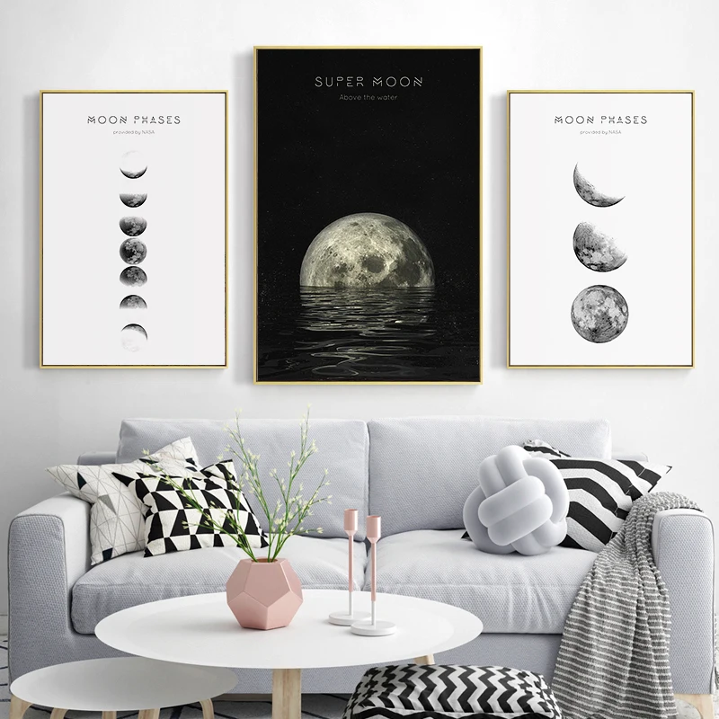 

Minimalist Luna Wall Art Moon Phase Canvas Posters and Prints Abstract Painting Home Decor Nordic Decoration Pictures Modern