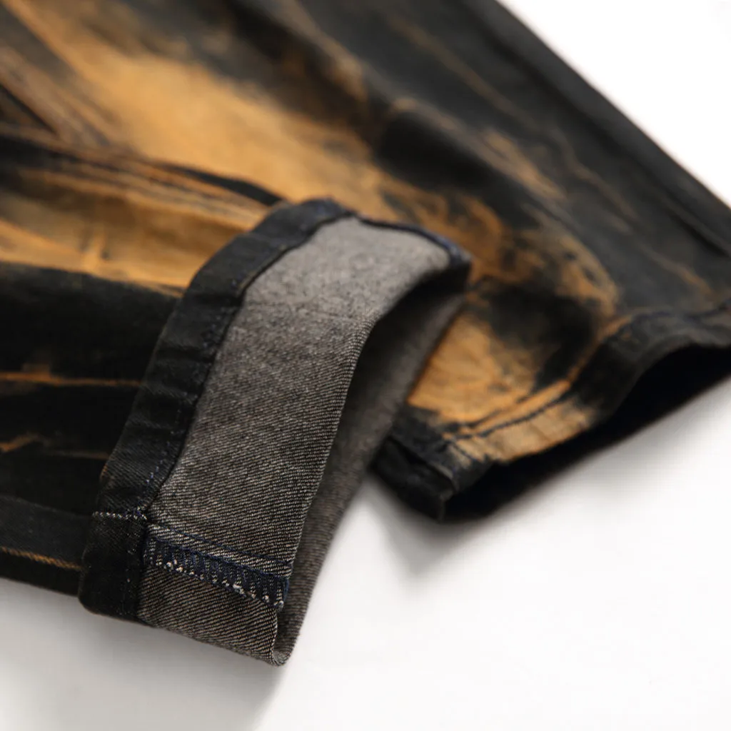 Модная уличная одежда мужские джинсы в винтажном стиле серый цвет обтягивающие