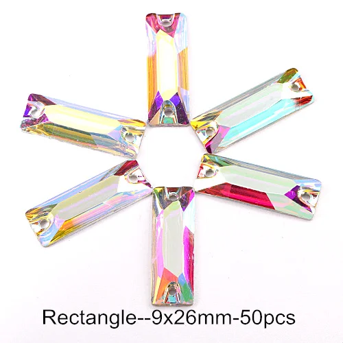 9x26mm-50pcs Смола Кристалл AB смолы Круглые пришивные стразы с плоским основанием пришивные стразы для одежды B3649 - Цвет: 9x26mm-50pcs