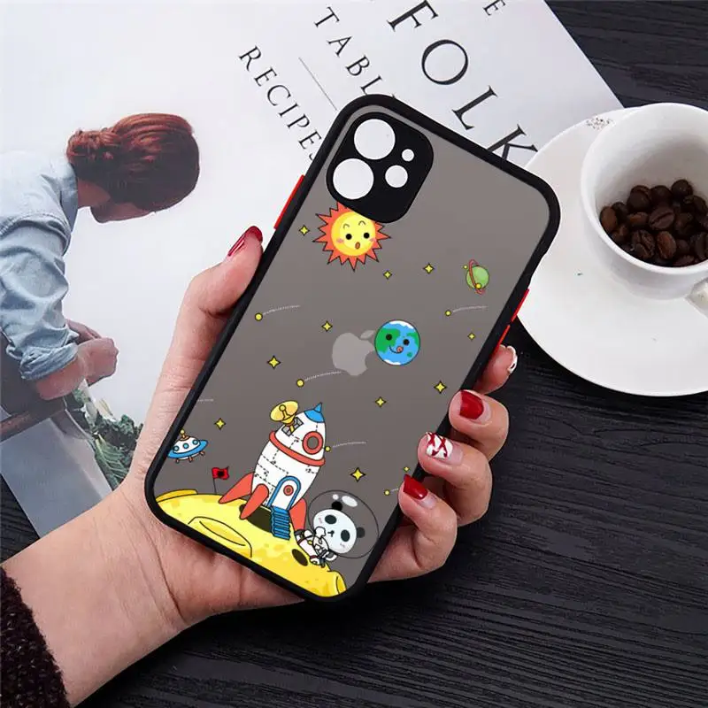 

Cartoon floating astronaut Phone Case matte transparent For iphone 7 8 11 12 plus mini x xs xr pro max cover