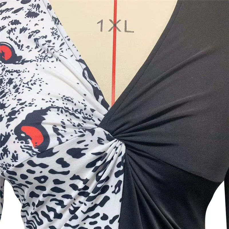 Женское облегающее платье миди с леопардовым принтом тигра Осень зима 2019|Женские