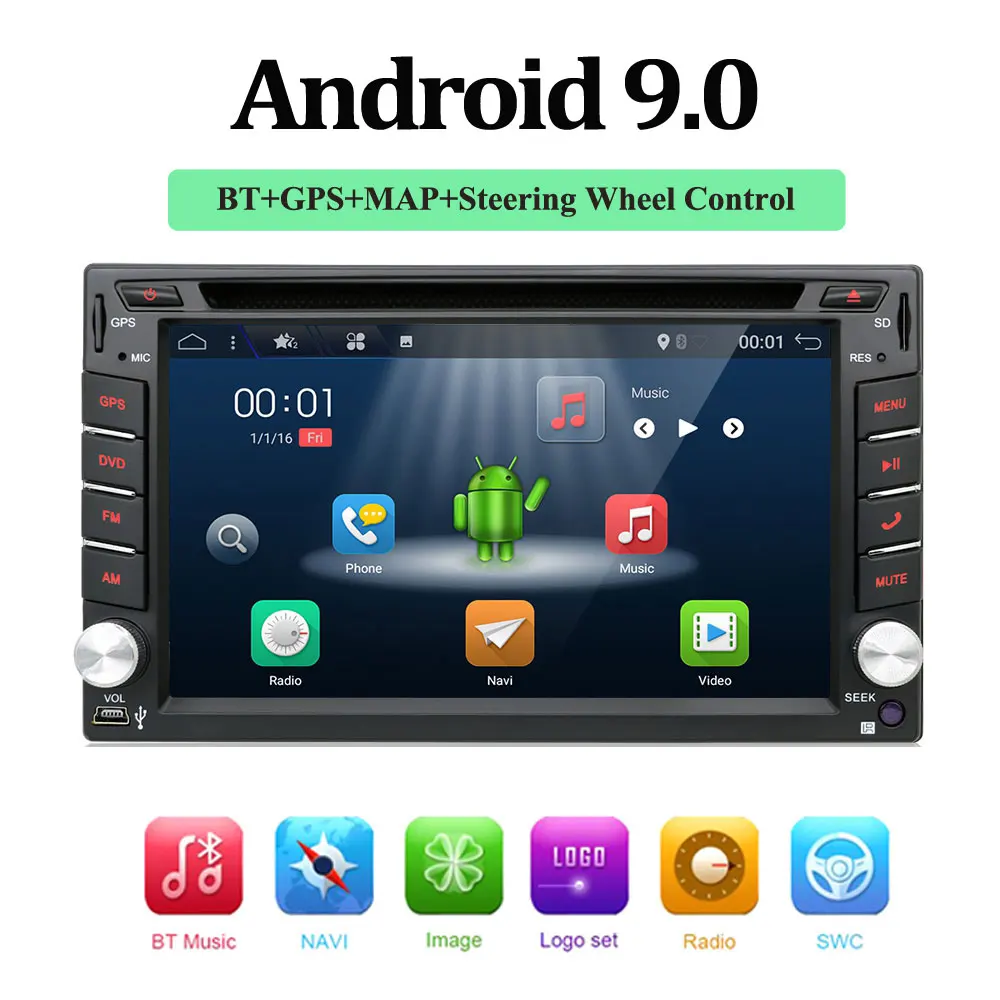 2 din android 9,0 автомобильный dvd для nissan qashqai x-trail almera juke Универсальный Автомобильный мультимедийный плеер gps навигация