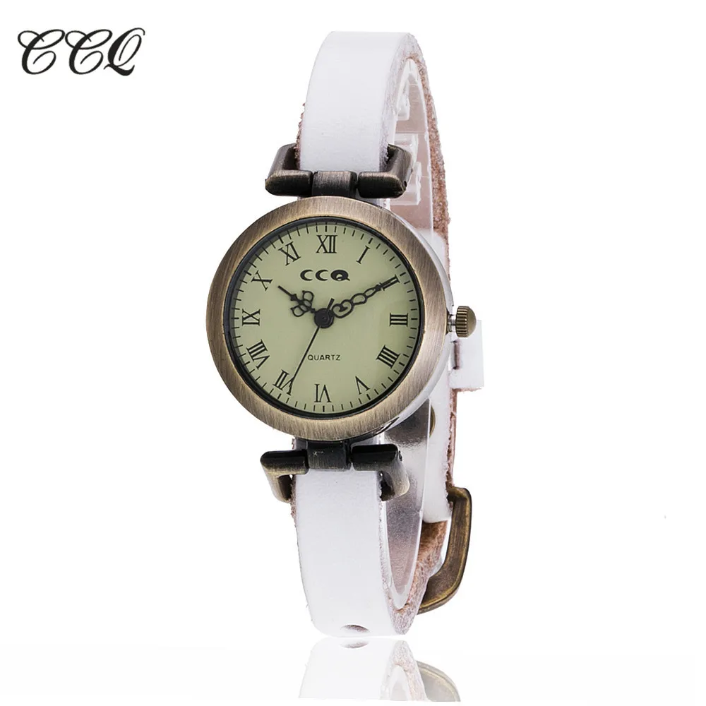CCQ Brand New Fashion Roman Vintage Cow Leather Bracelet Watch Casual Ladies Wristwatch Quartz Women Watches Relogio Feminino *A | Наручные